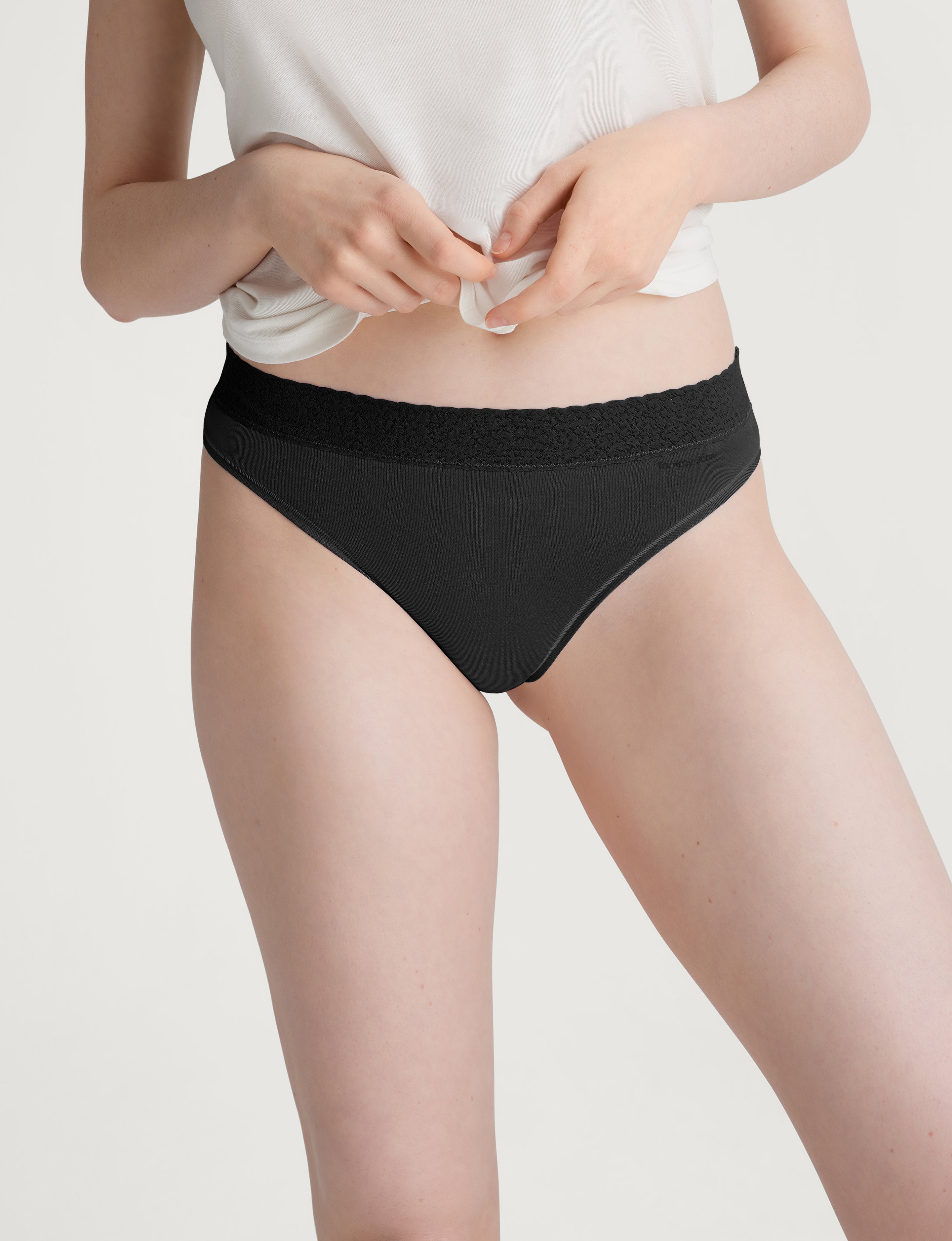 Women's Second Skin Thong, Lace Waist