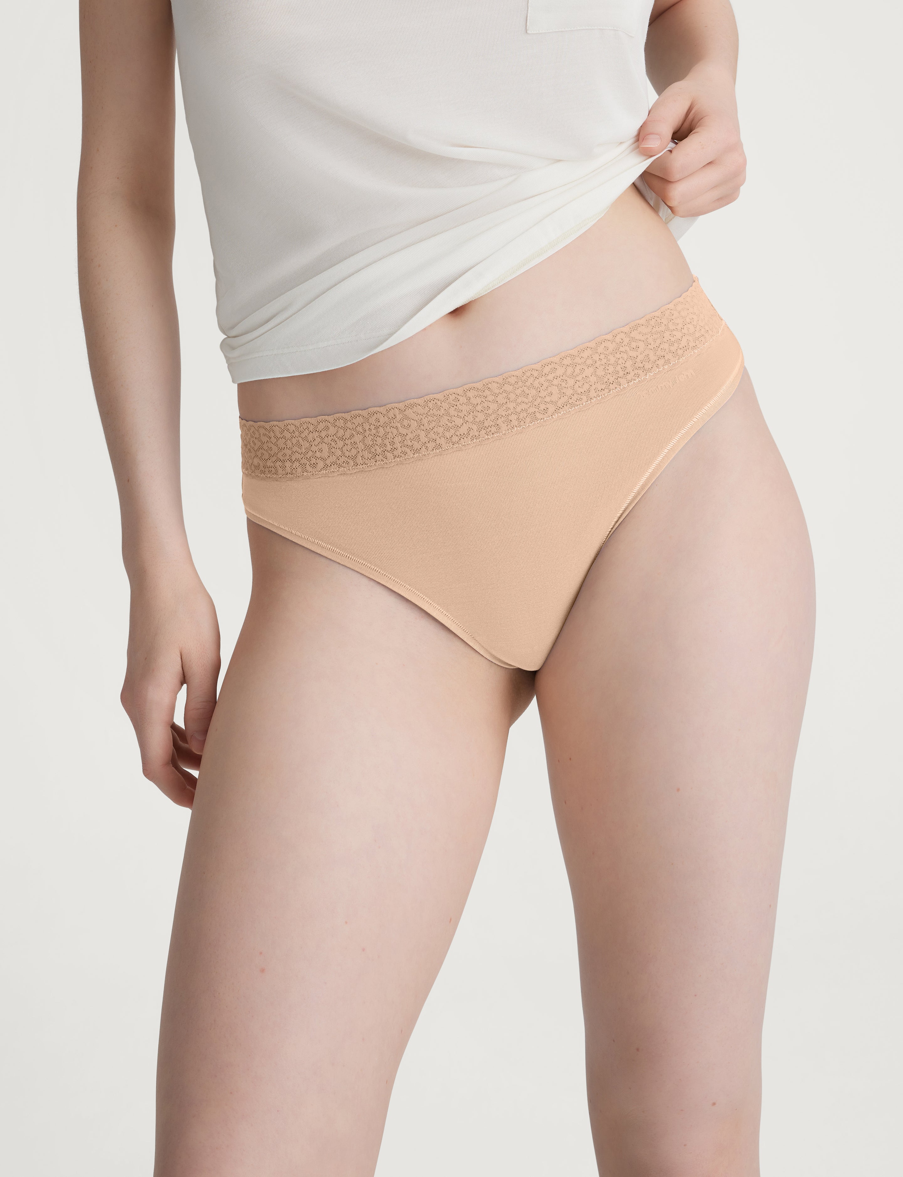 Women's Second Skin Thong, Lace Waist