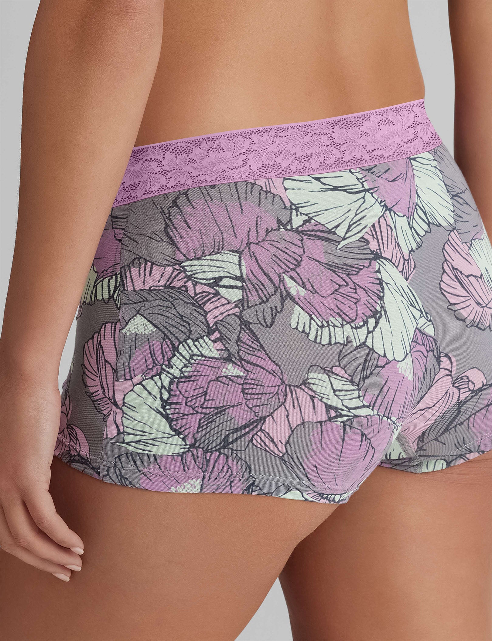 Women's Second Skin Boyshort, Lace Waist