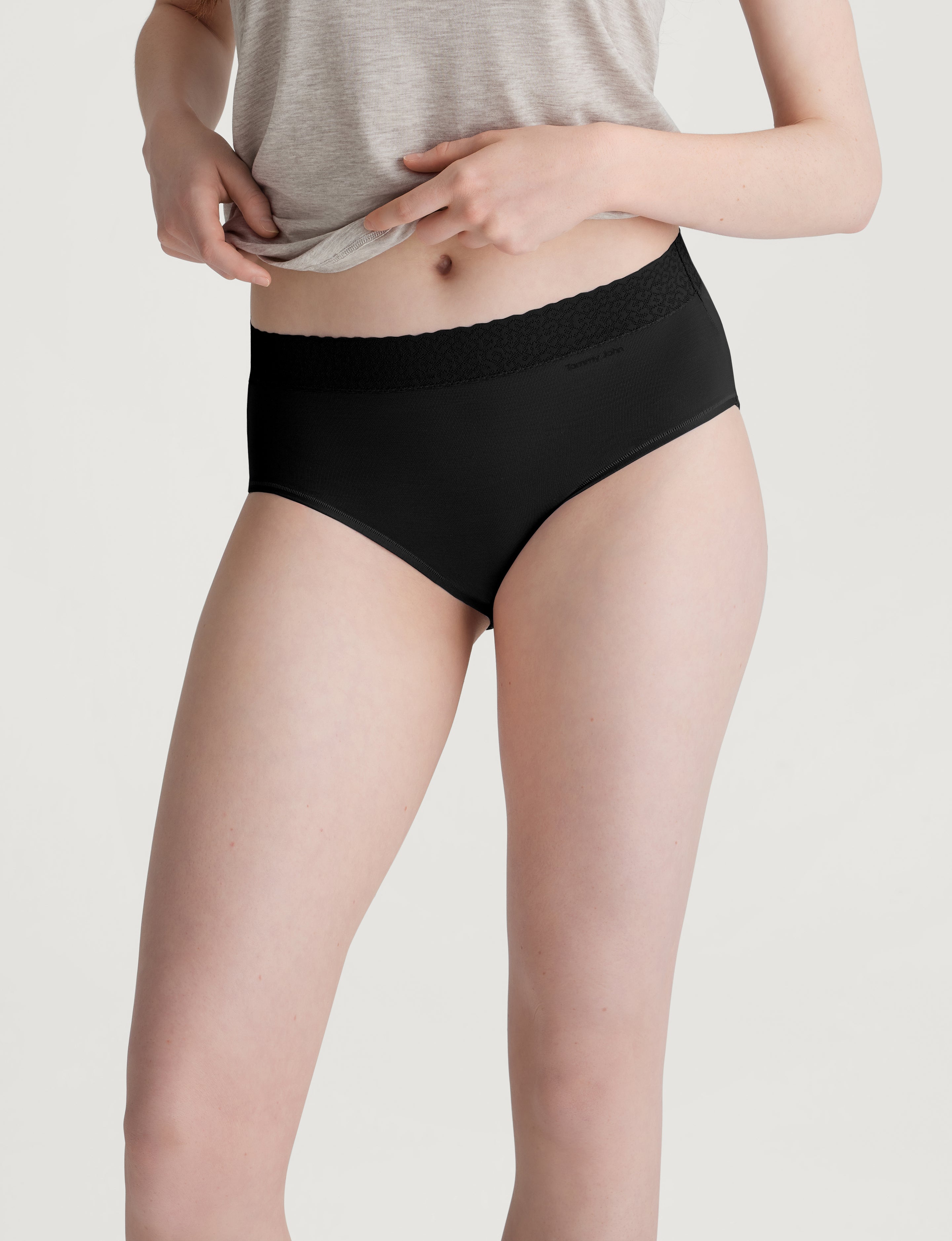 Women's Second Skin High Rise Brief, Lace Waist