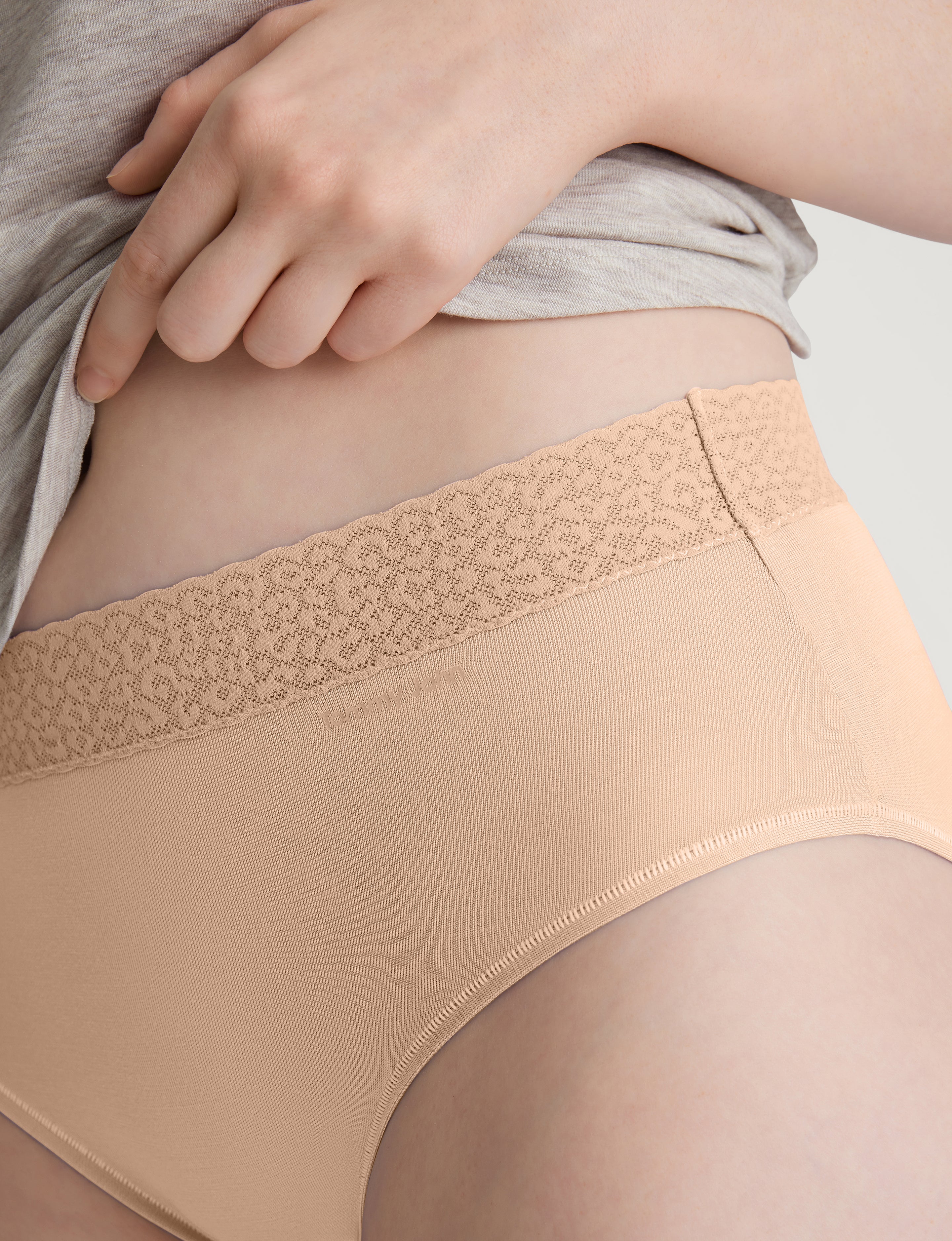 Women's Second Skin High Rise Brief, Lace Waist