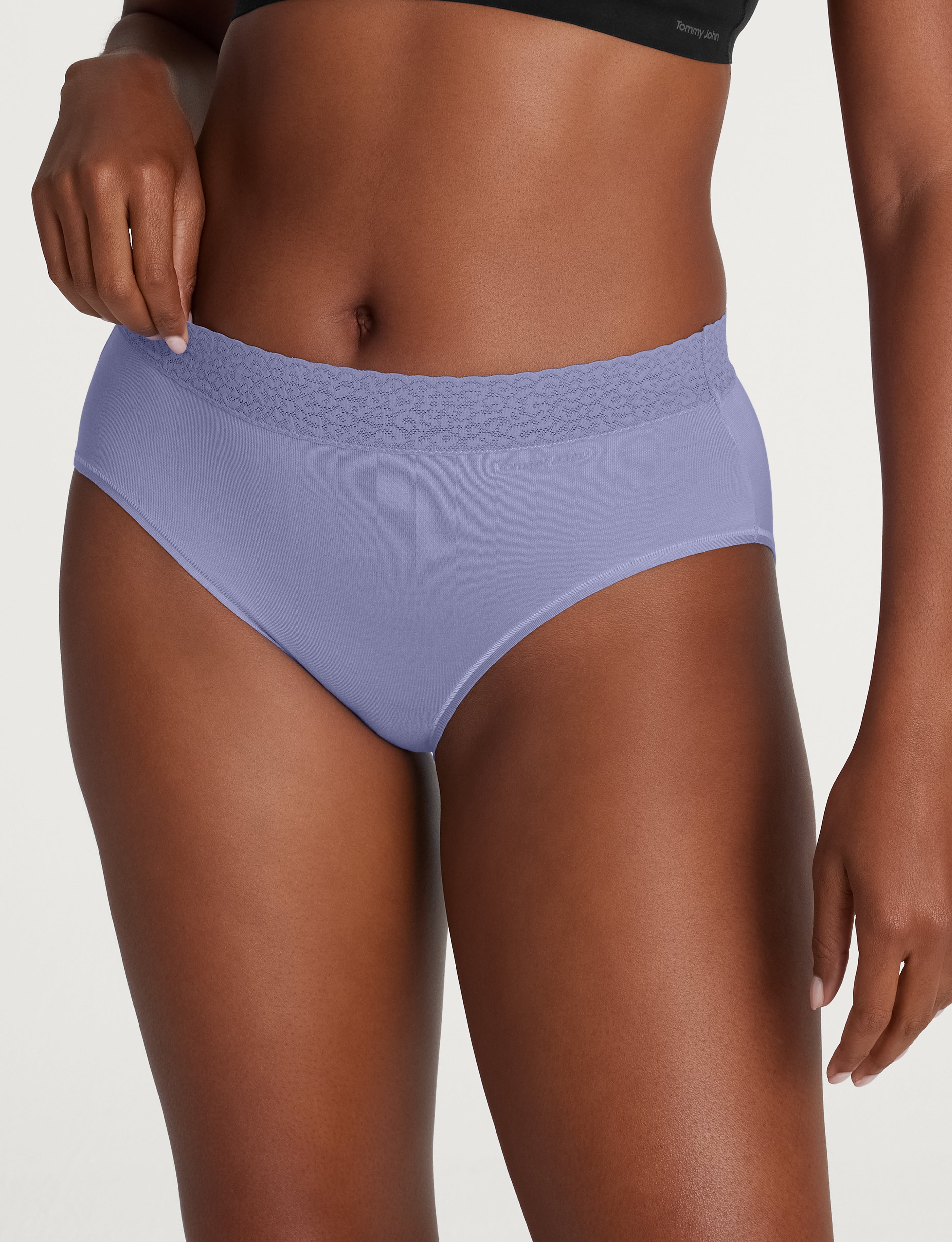 Women's Second Skin High-Rise Brief, Lace Waist (3-Pack)