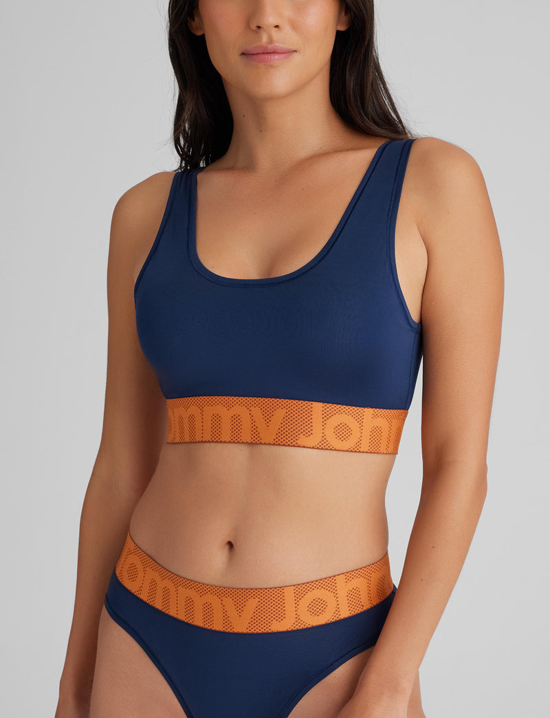 360 Sport Scoop Bralette::Dress Blues/Jaffa BBall WB