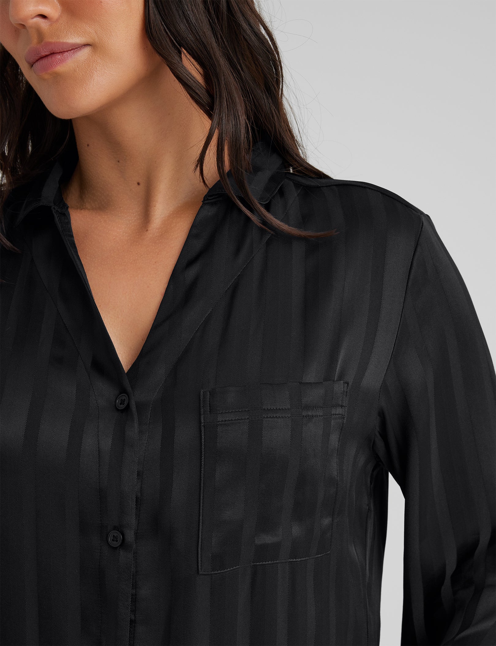 Women's Satin Jacquard Long Sleeve Pajama Top & Pant Set