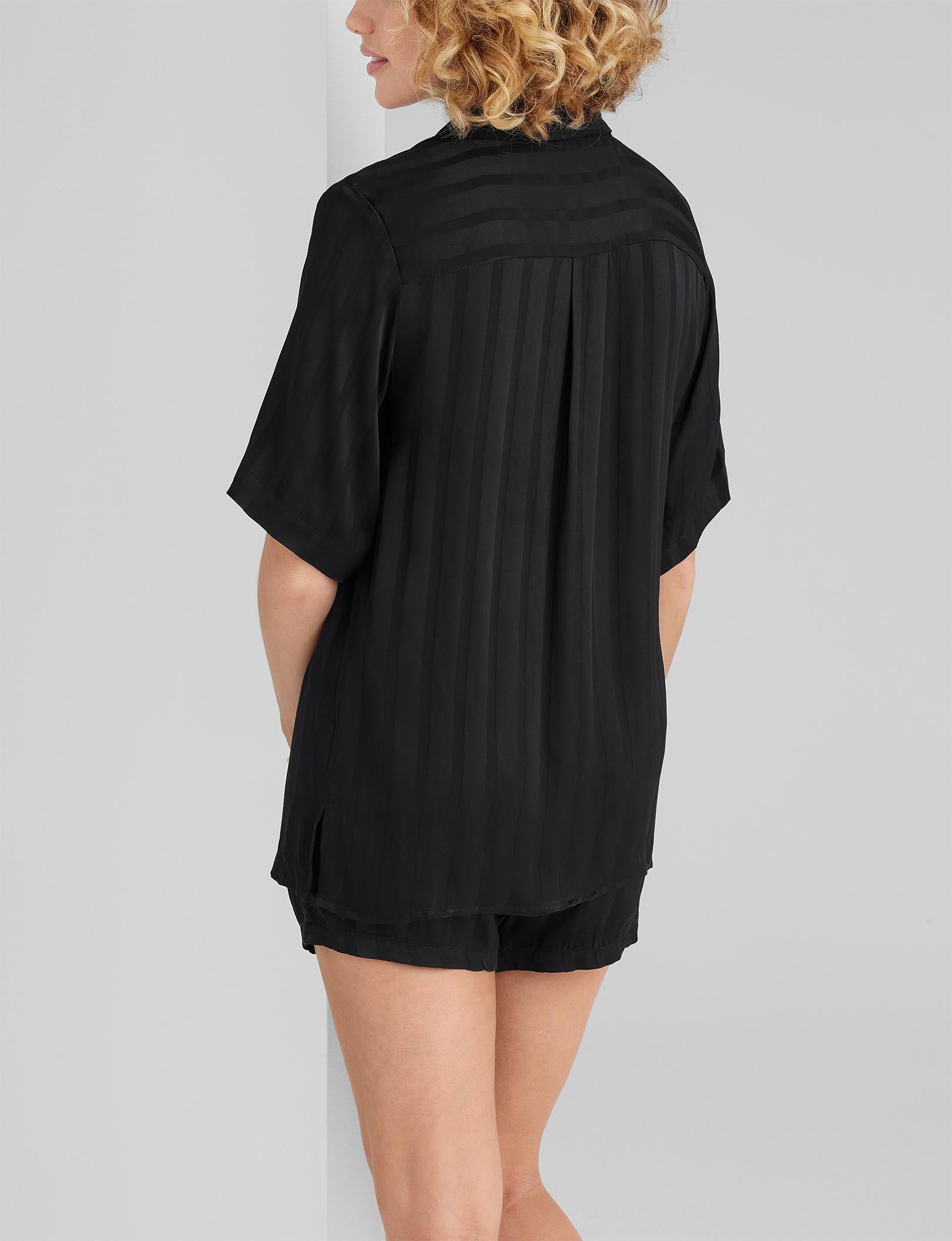 Women's Jacquard Satin Pajama Top & Short Set