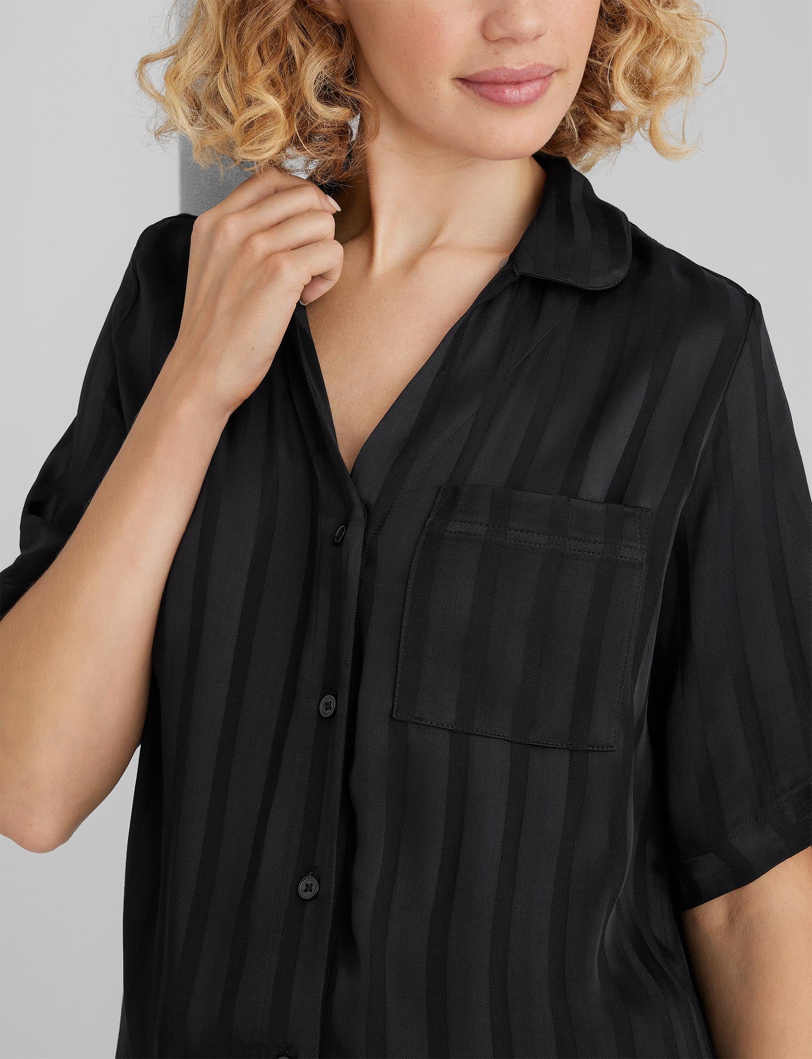 Women's Jacquard Satin Pajama Top & Short Set