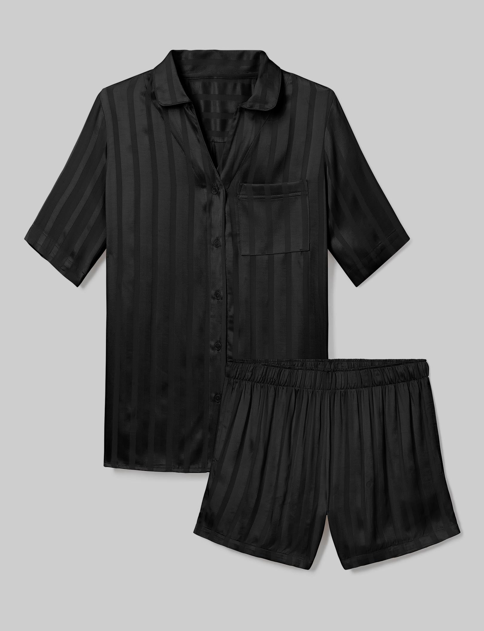Women's Jacquard Satin Pajama Top & Short Set