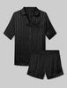Women's Jacquard Satin Pajama Top & Short Set::Black::Swatch