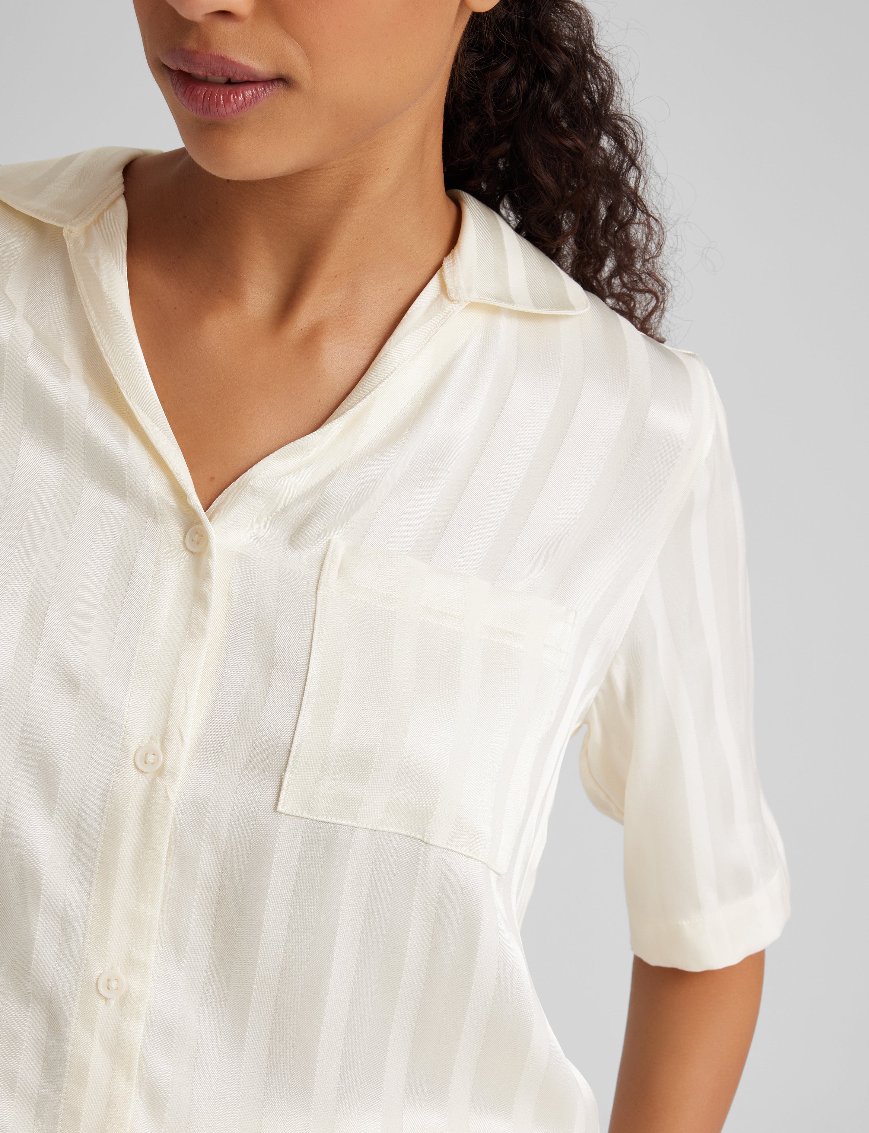 Women's Satin Jacquard Pajama Top & Short Set