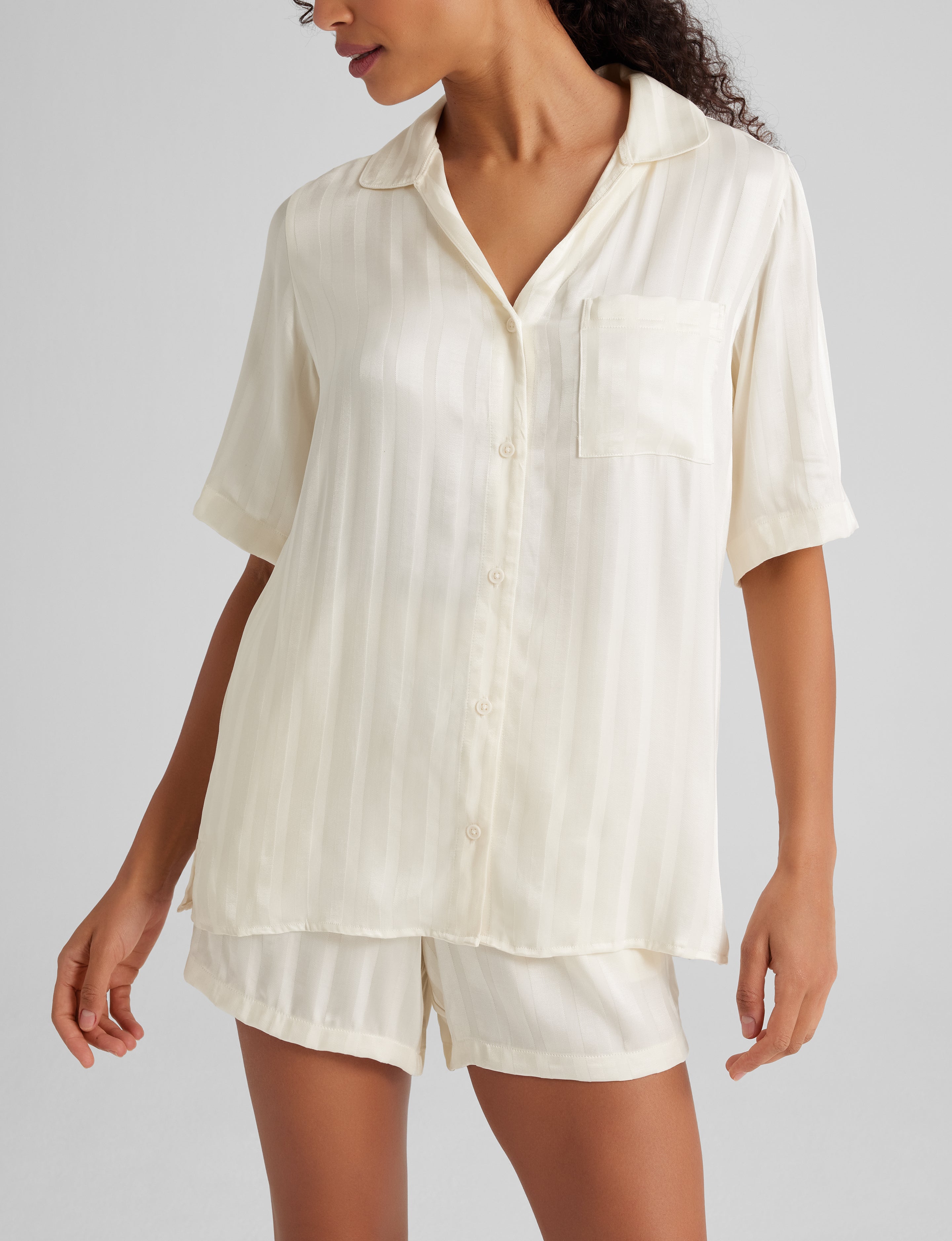 Women's Satin Jacquard Pajama Top & Short Set