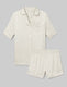 Women's Satin Jacquard Pajama Top & Short Set::Gardenia::Swatch
