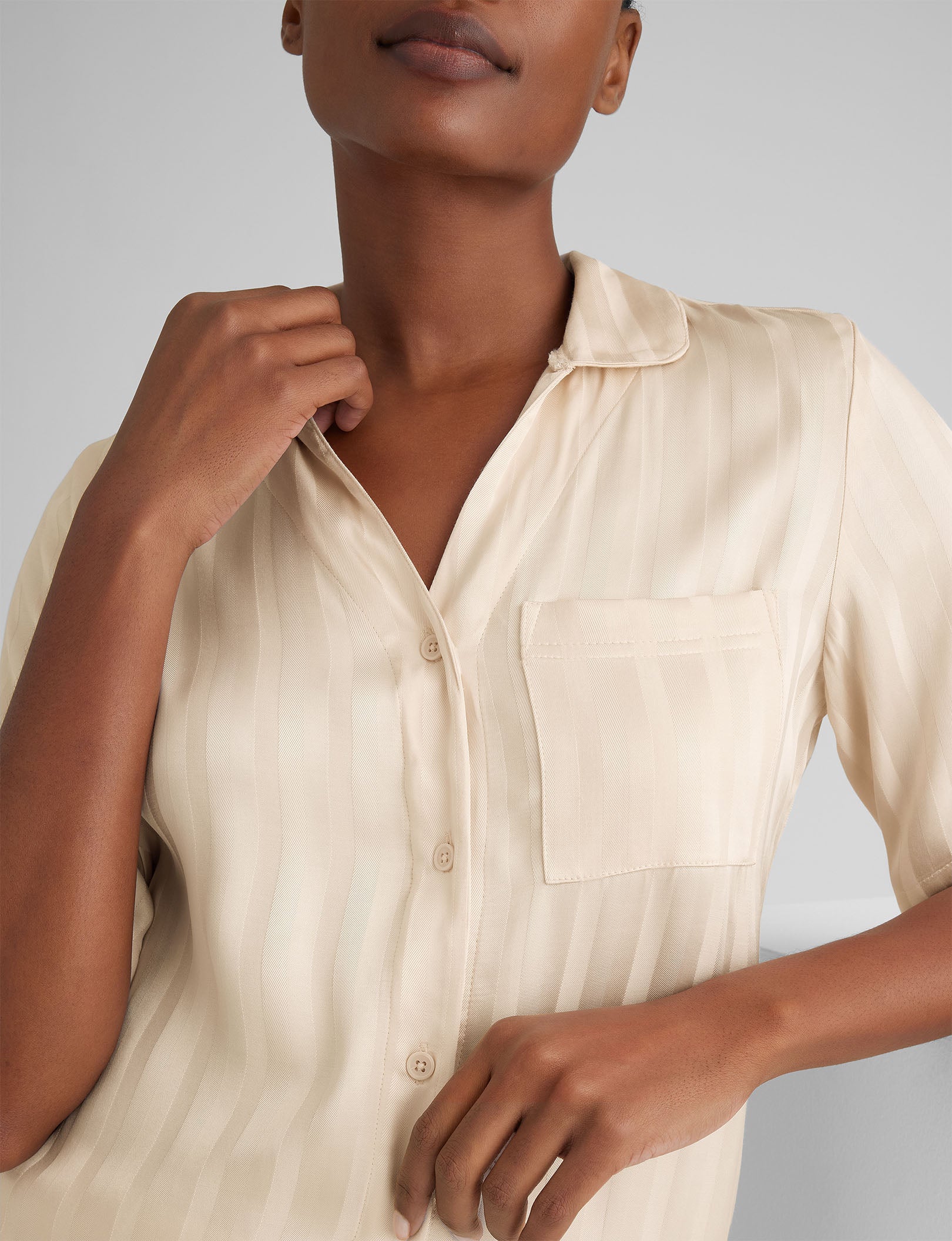 Women's Jacquard Satin Pajama Top & Short Set