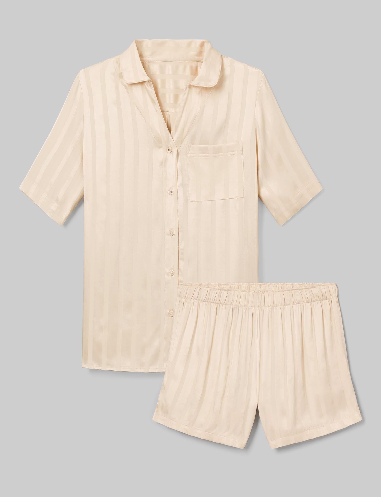 Women's Jacquard Satin Pajama Top & Short Set