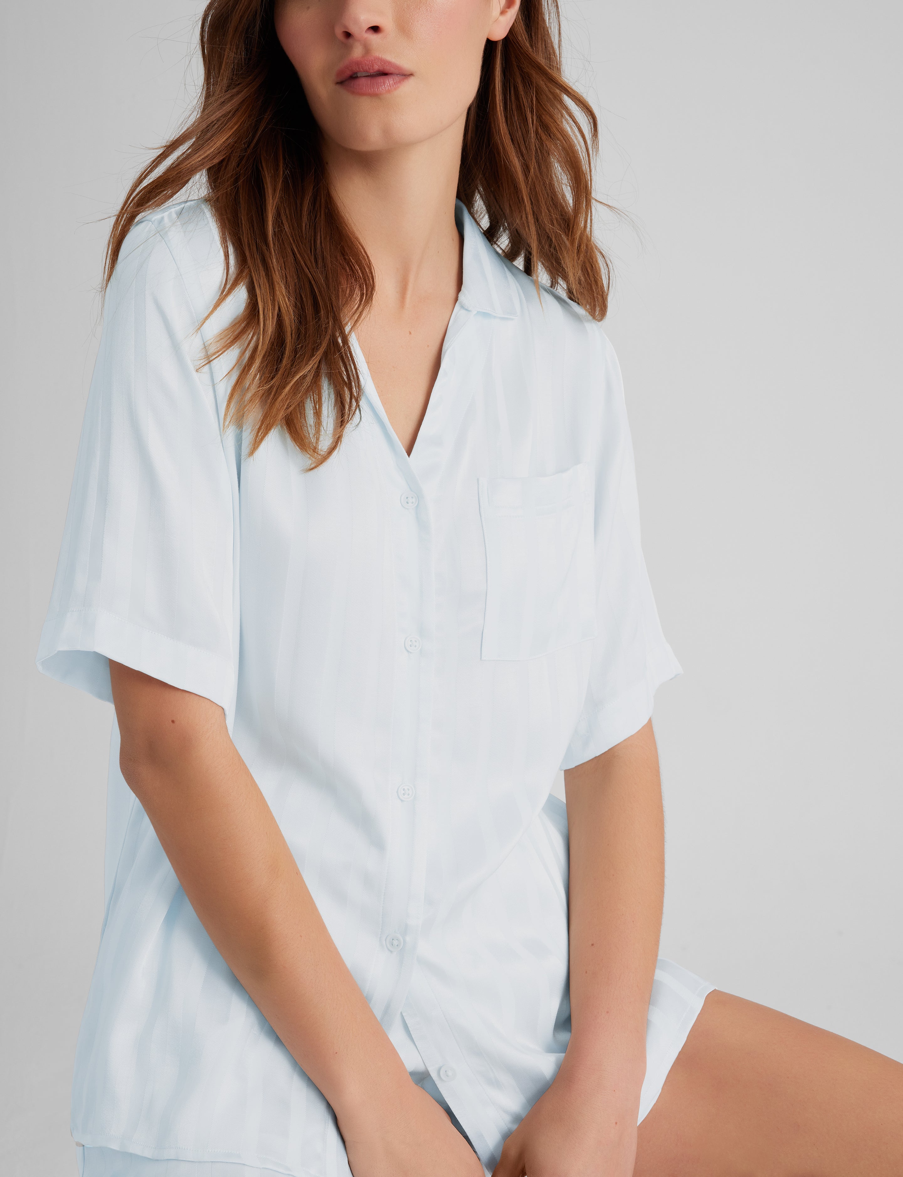 Women's Satin Jacquard Pajama Top & Short Set