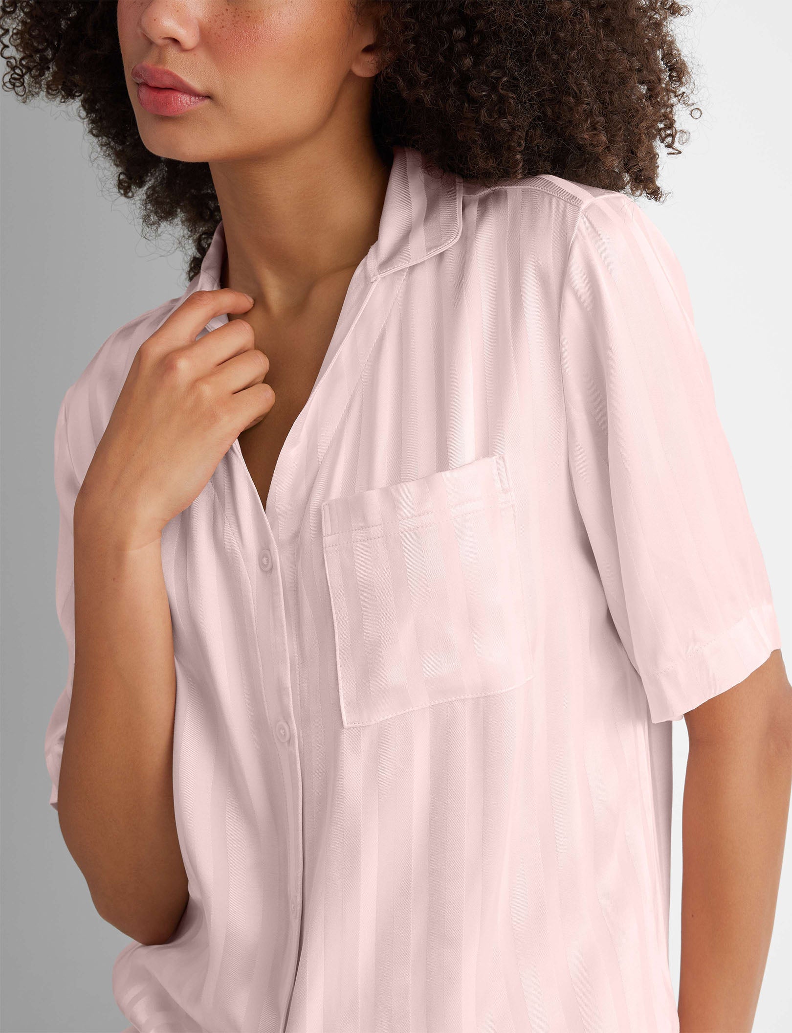 Women's Satin Jacquard Pajama Top & Short Set
