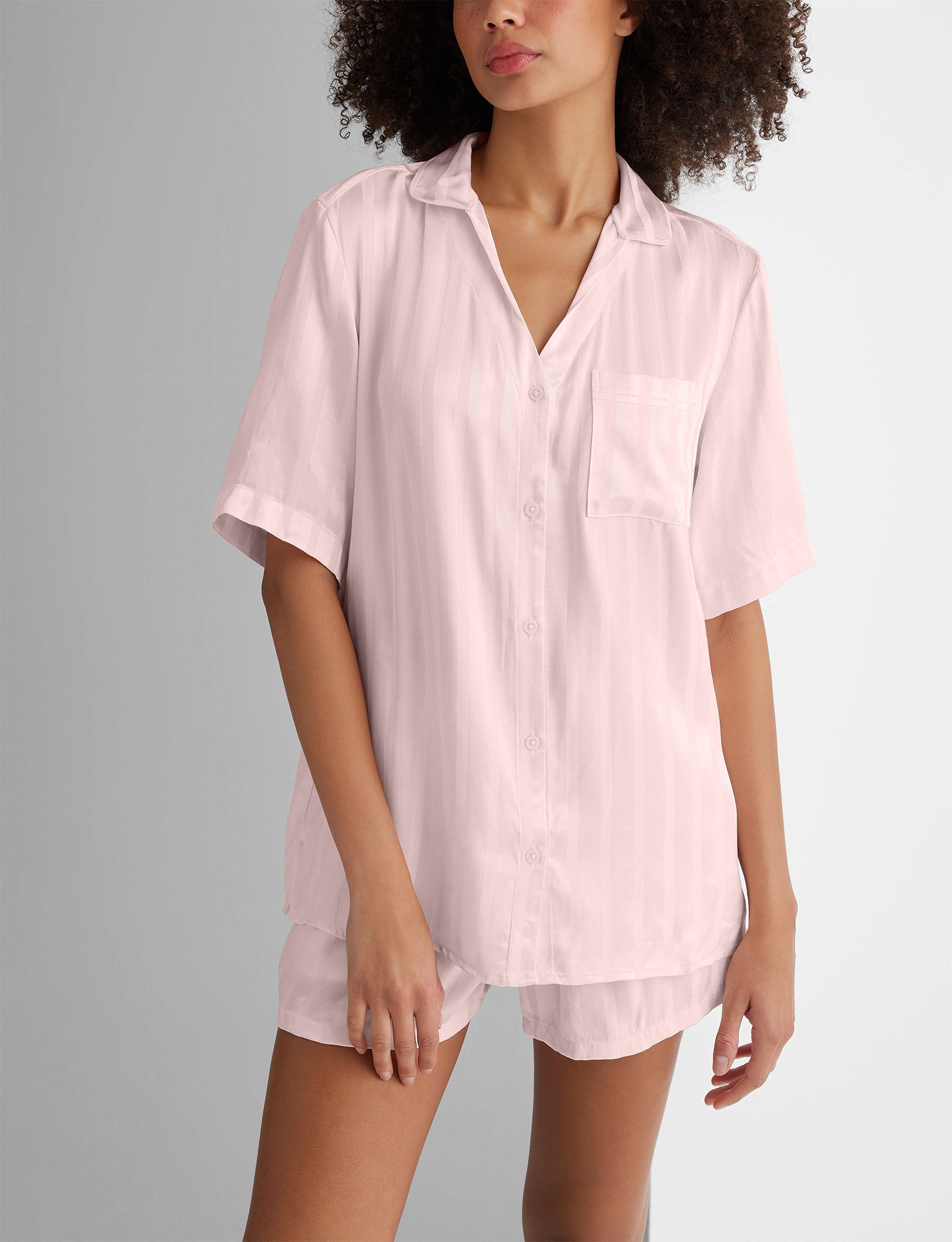 Women's Satin Jacquard Pajama Top & Short Set