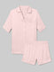 Women's Satin Jacquard Pajama Top & Short Set::Rosewater