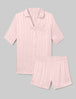 Women's Satin Jacquard Pajama Top & Short Set::Rosewater