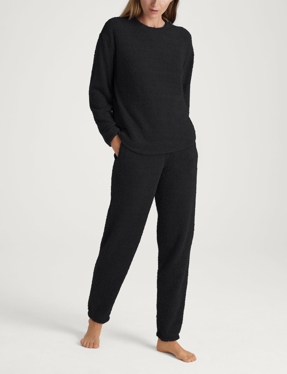 Women's Plush Crewneck Sweatshirt, Jogger & Robe Set