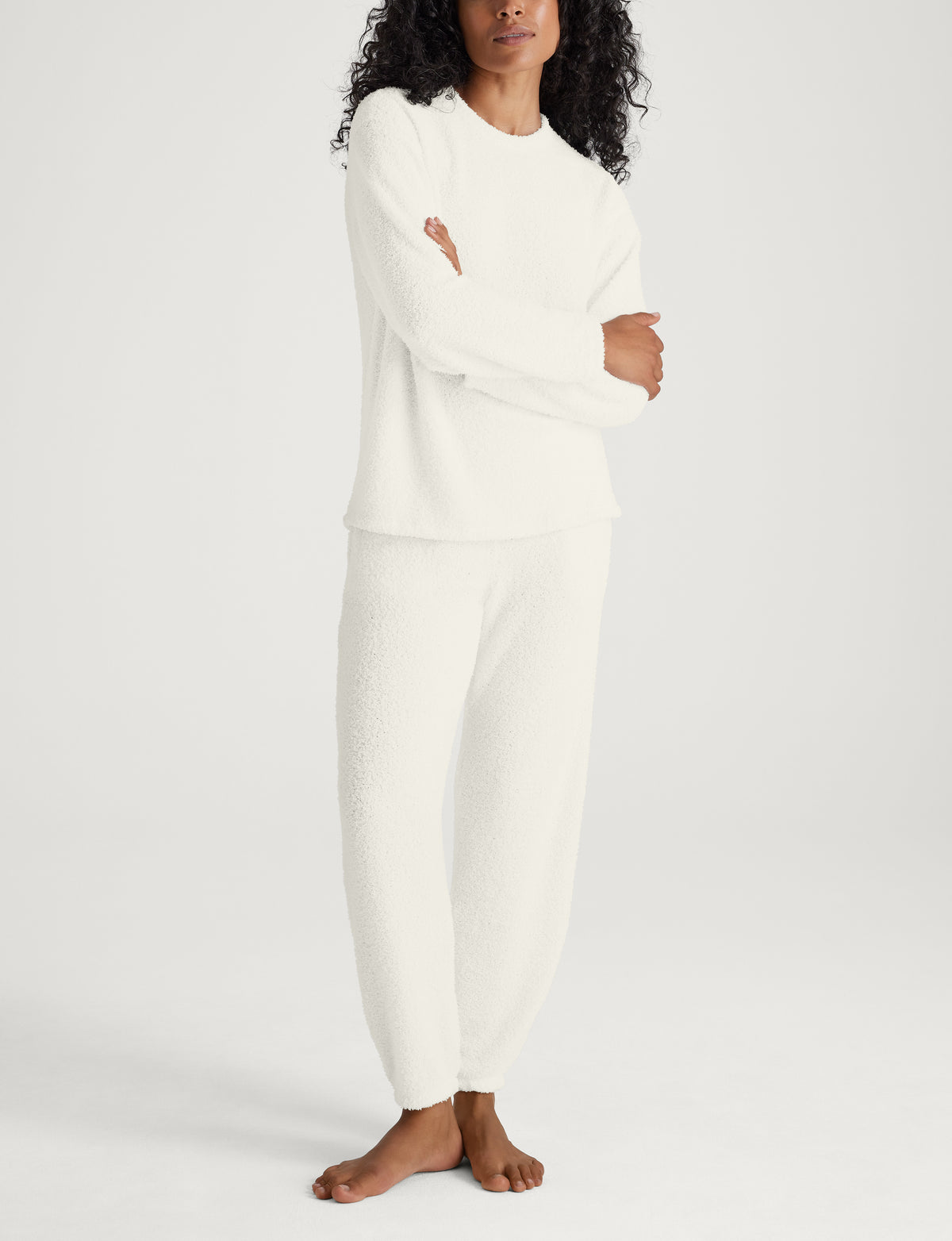Women's Plush Crewneck Sweatshirt, Jogger & Robe Set