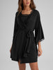 Women's Luxe Rib Lace Robe::Black Luxe