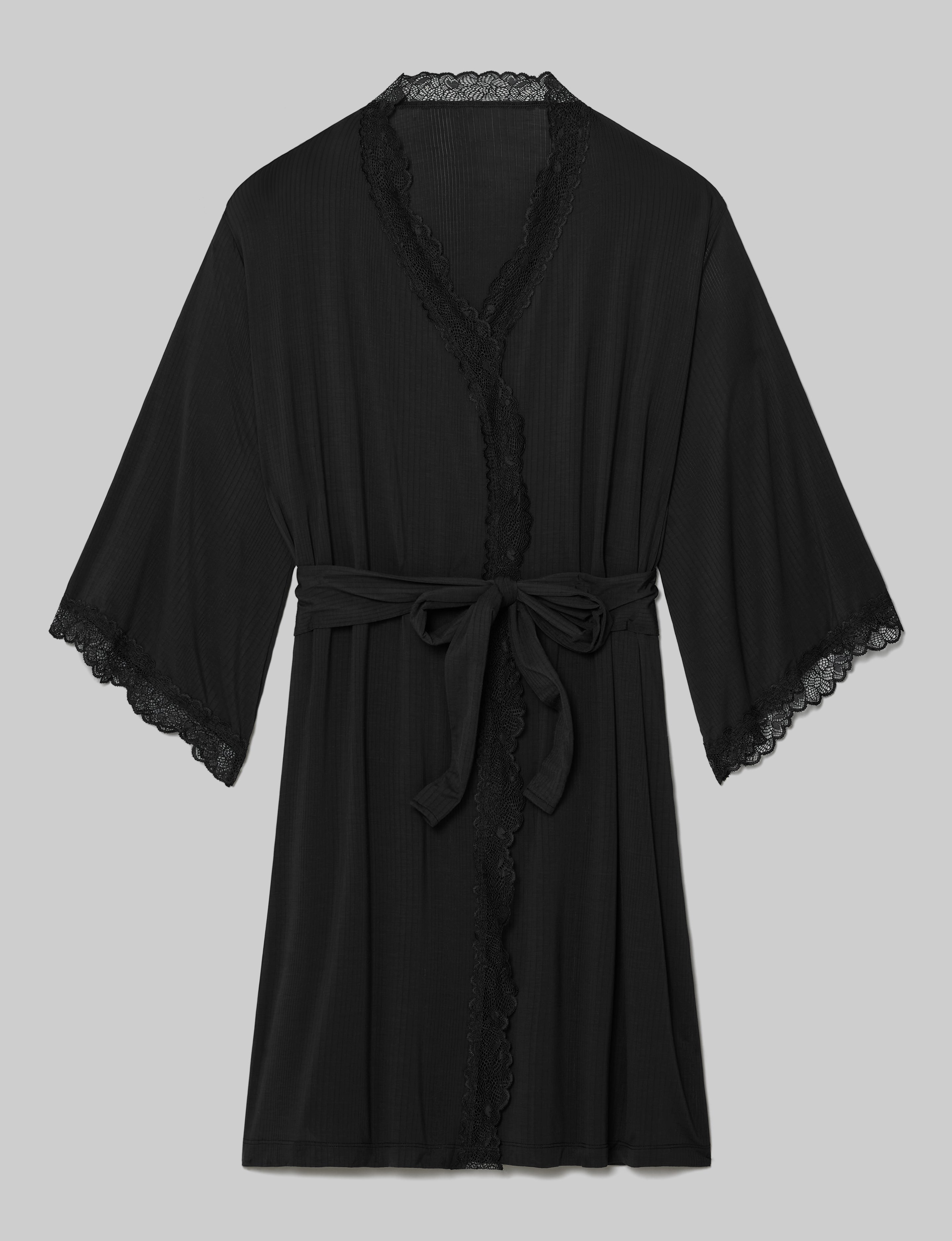 Women's Luxe Rib Lace Robe