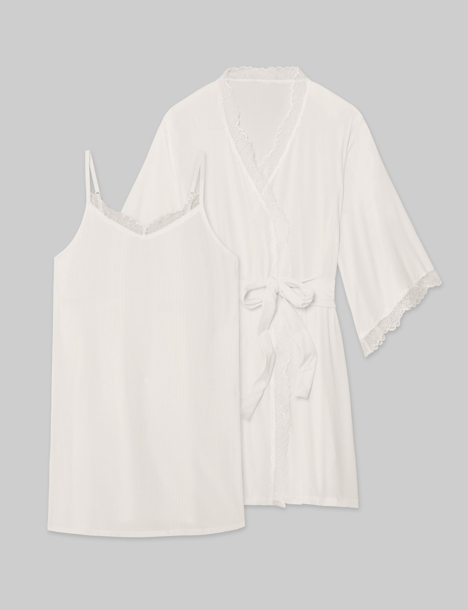Women's Luxe Rib Lace Chemise & Robe Set
