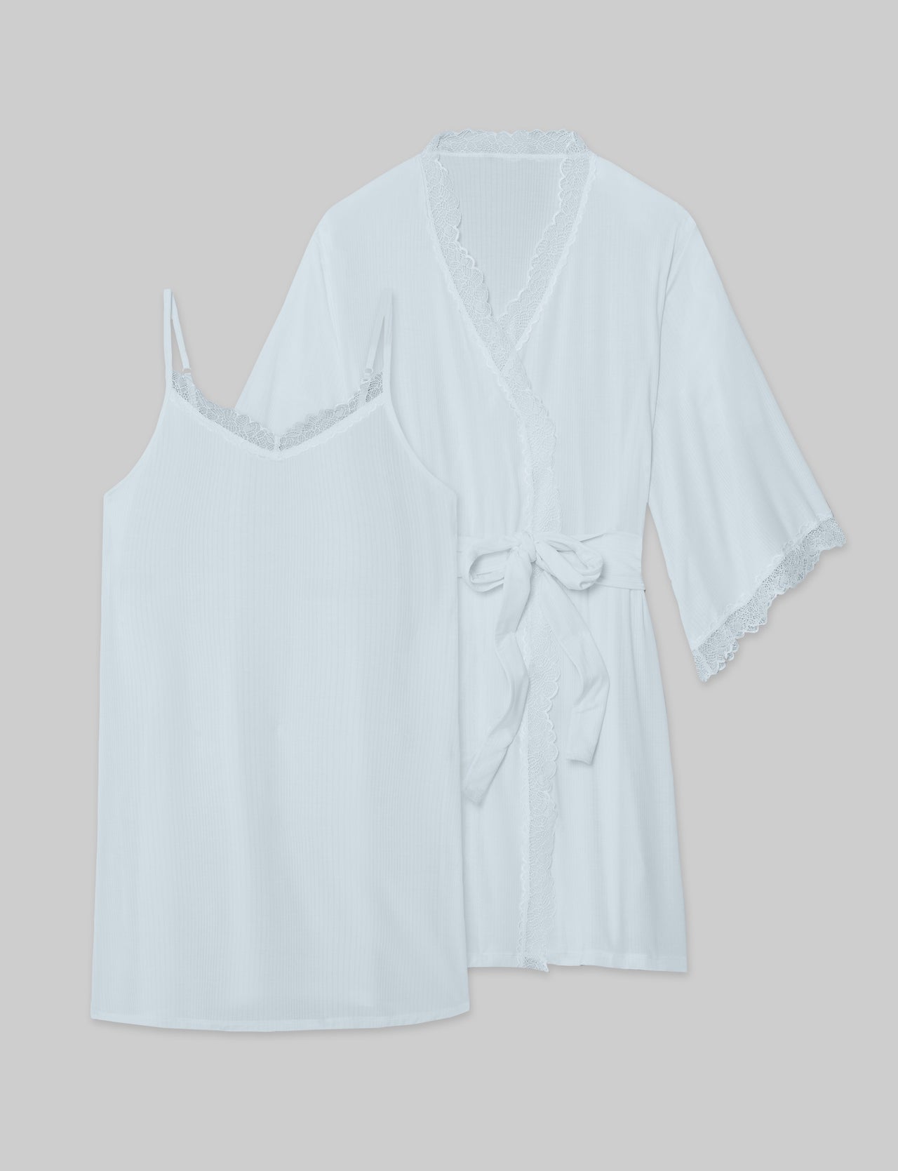 Women's Luxe Rib Lace Chemise & Robe Set
