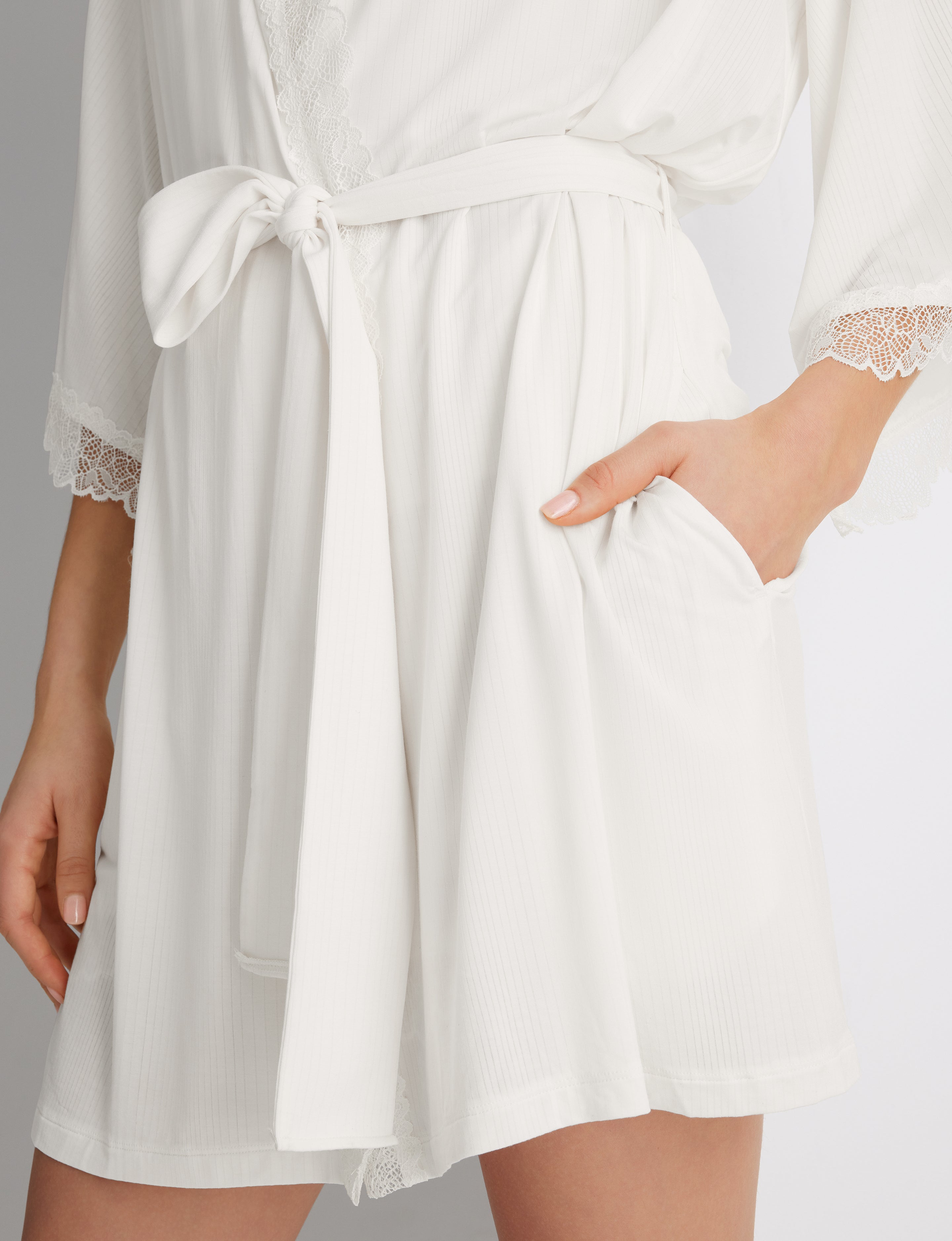 Women's Luxe Rib Lace Robe