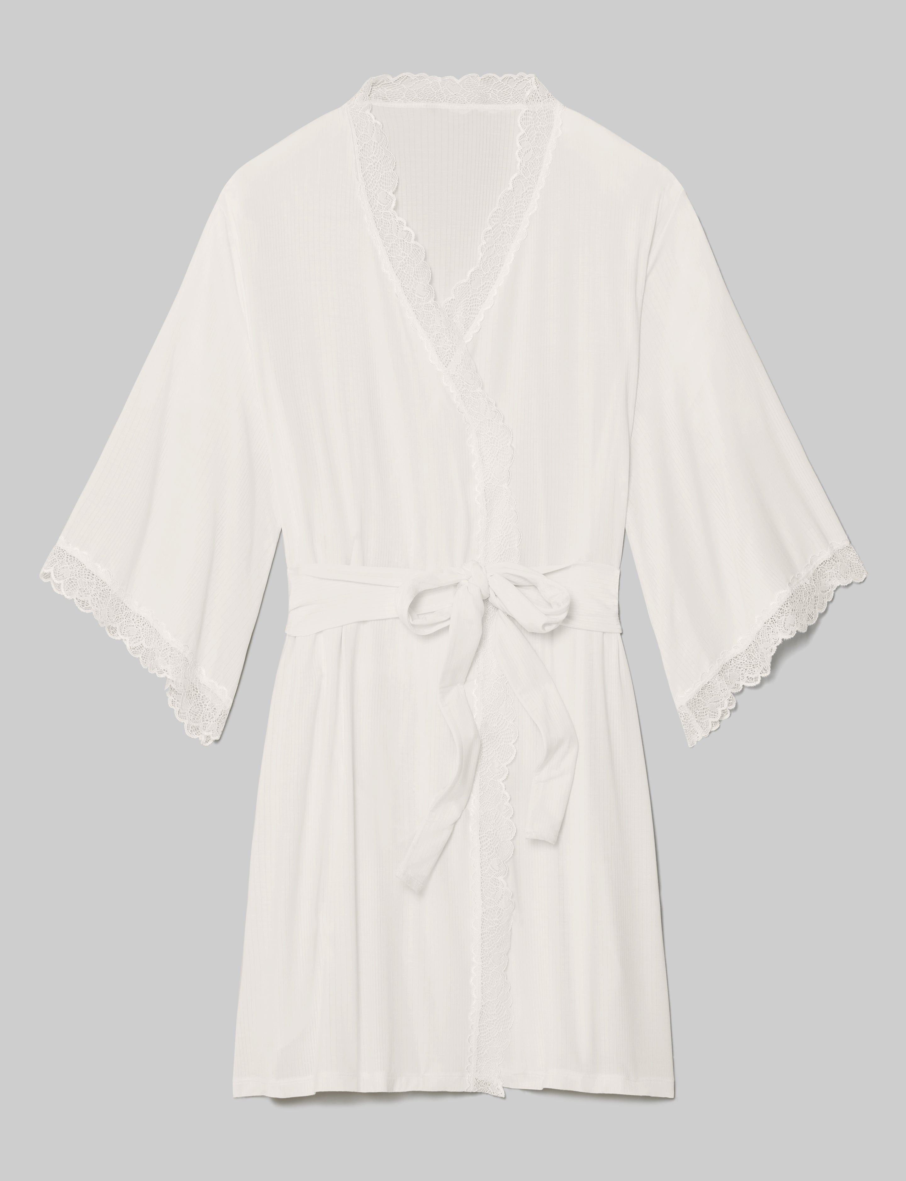 Women's Luxe Rib Lace Robe