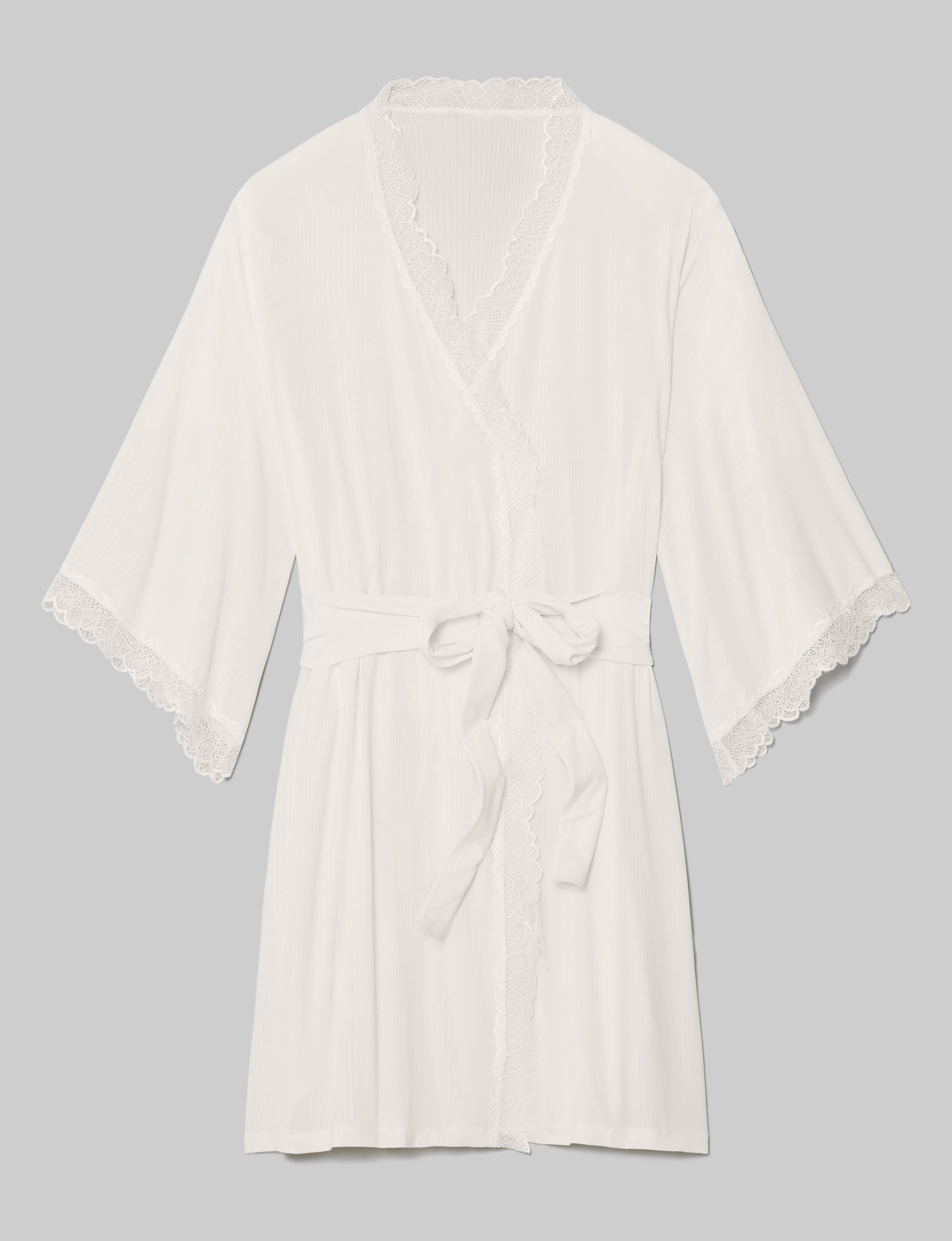Women's Luxe Rib Lace Robe