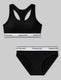Signature Cotton Scoop Bralette & Bikini Set::Black