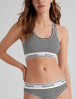 Signature Cotton Scoop Bralette::Black and White Stripe
