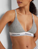 Signature Cotton Triangle Bralette::Medium Heather Grey