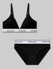 Signature Cotton Triangle Bralette & Bikini Set::Black
