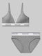 Signature Cotton Triangle Bralette & Bikini Set::Medium Heather Grey
