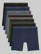 Ultra Soft Flex Mid-Length Boxer Brief 6" (7-Pack)::Black/Blue/Grey/Falcon/Dark Olive/Black/Blue