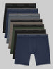 Ultra Soft Flex Mid-Length Boxer Brief 6" (7-Pack)::Black/Blue/Grey/Falcon/Dark Olive/Black/Blue