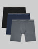 Ultra Soft Flex Mid-Length Boxer Brief 6" (3-Pack)::Black/Blue/Grey