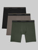 Ultra Soft Flex Mid-Length Boxer Brief 6" (3-Pack)::Black/Falcon/Dark Olive