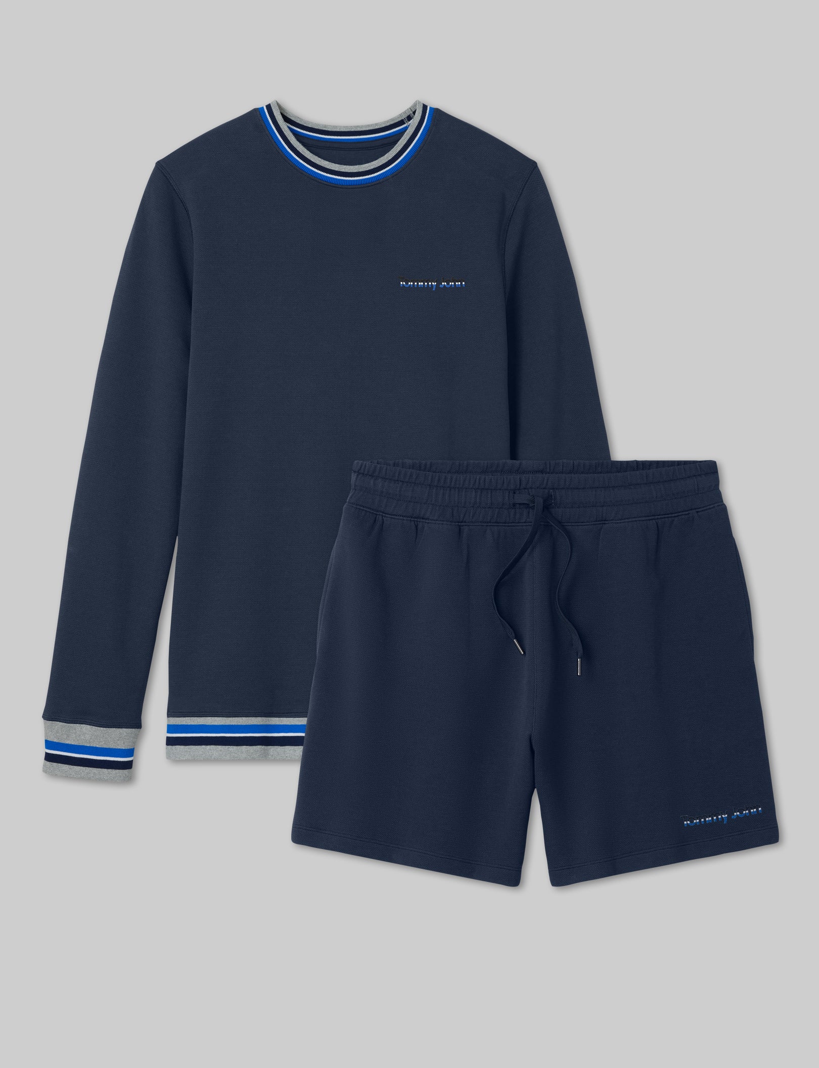 Varsity Stripe Crewneck Sweatshirt & Short Set