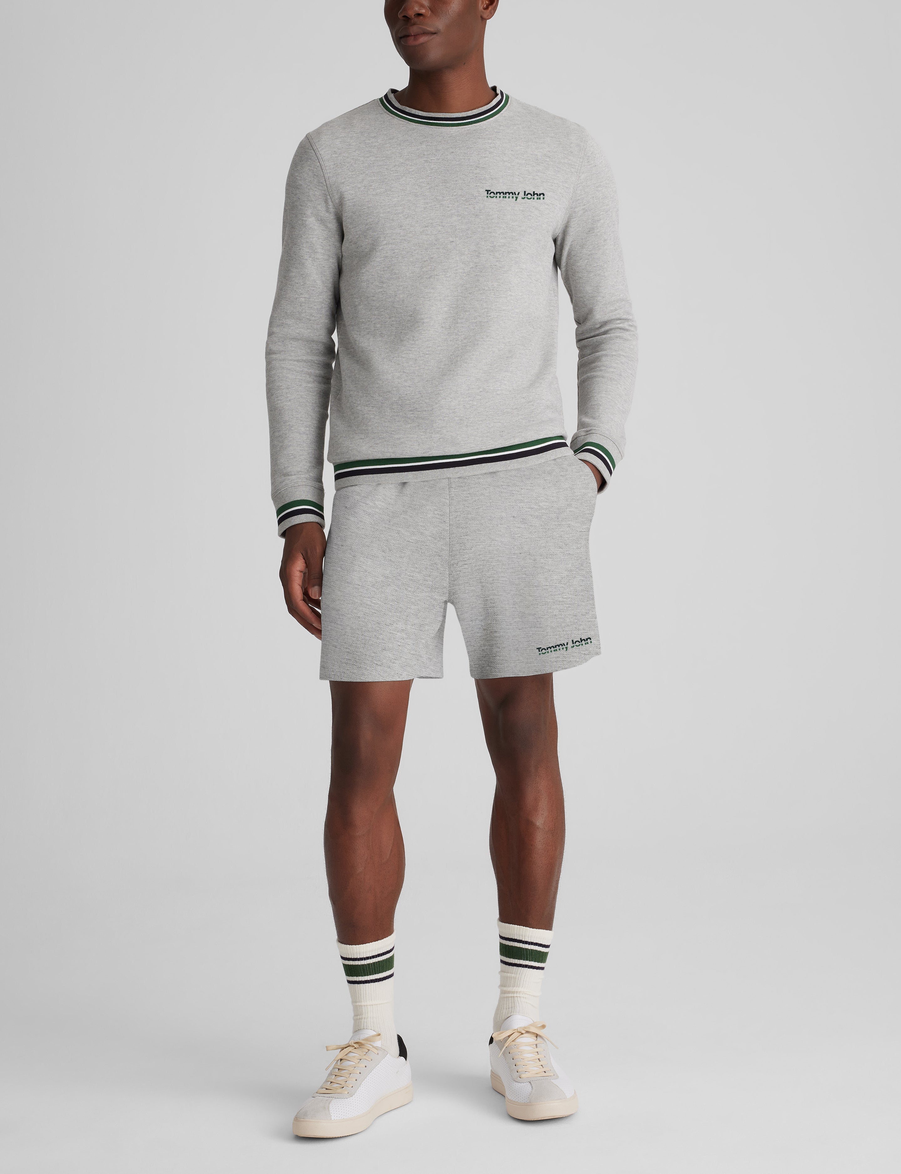 Varsity Stripe Crewneck Sweatshirt & Short Set