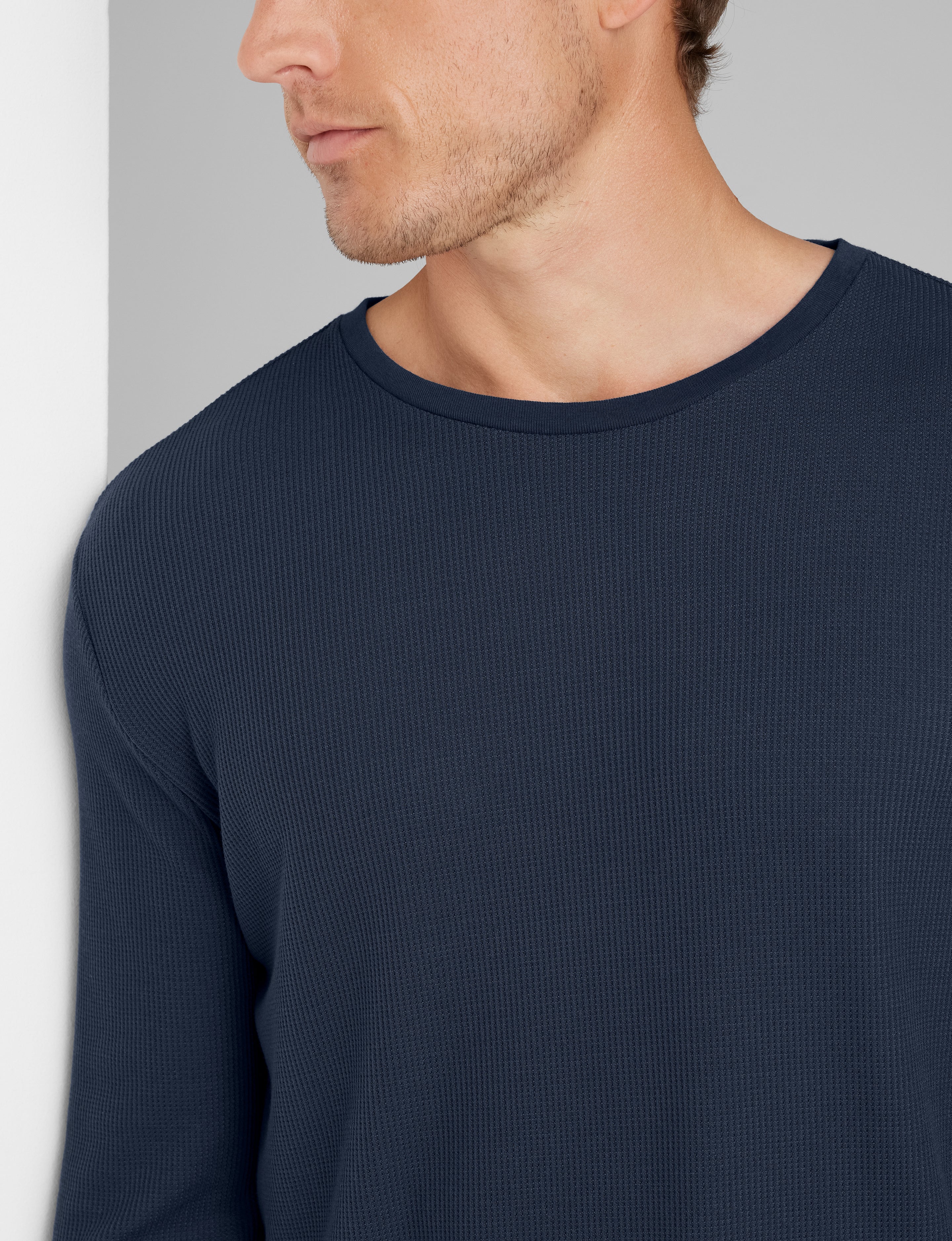 Waffle Long Sleeve Crew Neck