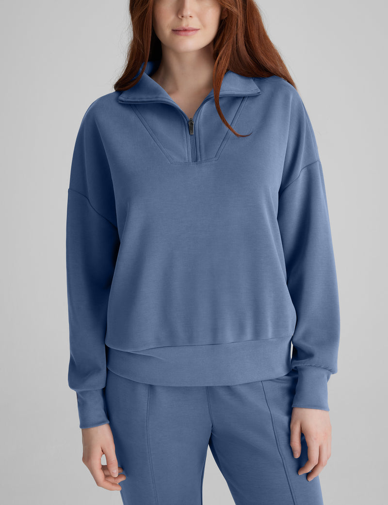 Women’s Luxe Traveler Knit Quarter-Zip::Vintage Indigo