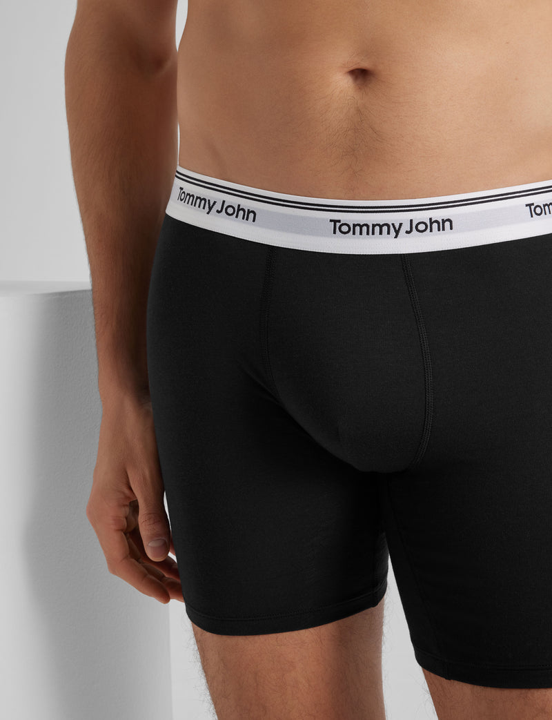 Signature Cotton Mid-Length Boxer Brief 6"::Black