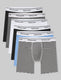 Signature Cotton Mid-Length Boxer Brief 6" (6-Pack)::Black/Heather Grey/White/Black/Della Robbia/Stripe