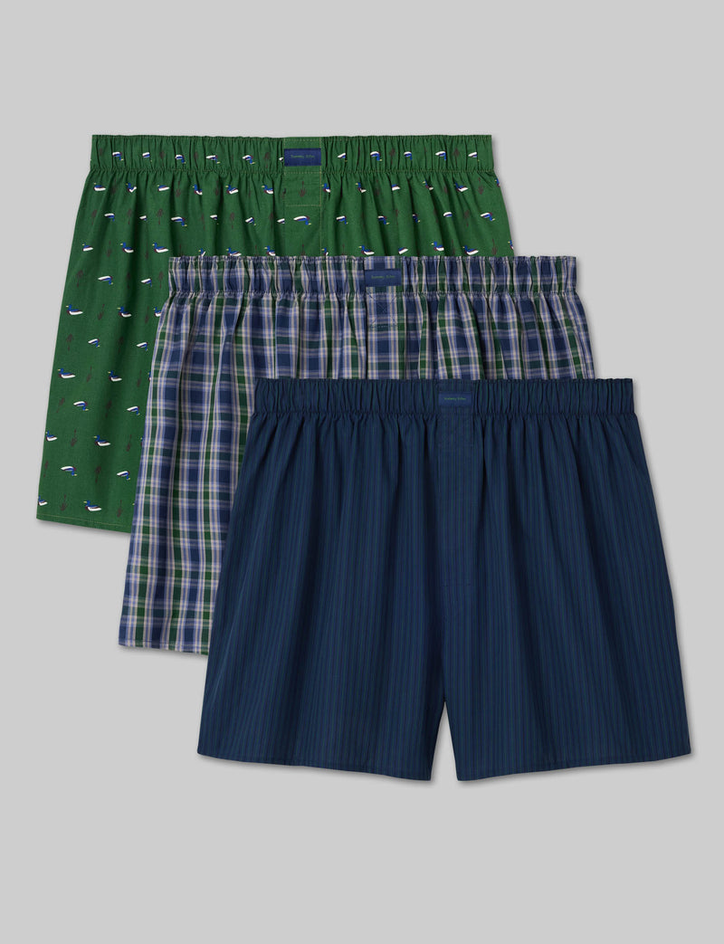 Woven Boxer (3-Pack)::Sitting Ducks/Plaid/Classic Stripe
