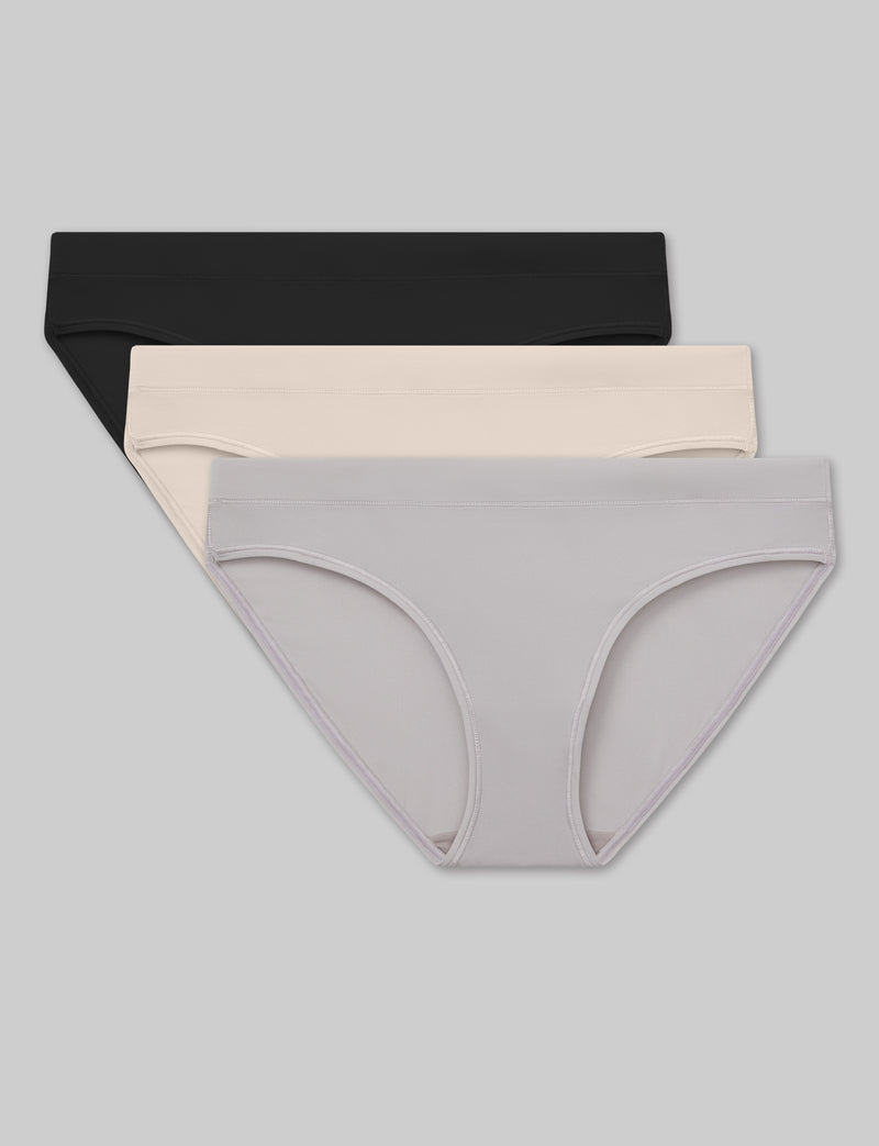 Women's One-Size Bikini (3-Pack)::Black/Shifting Sands/Ashes of Roses