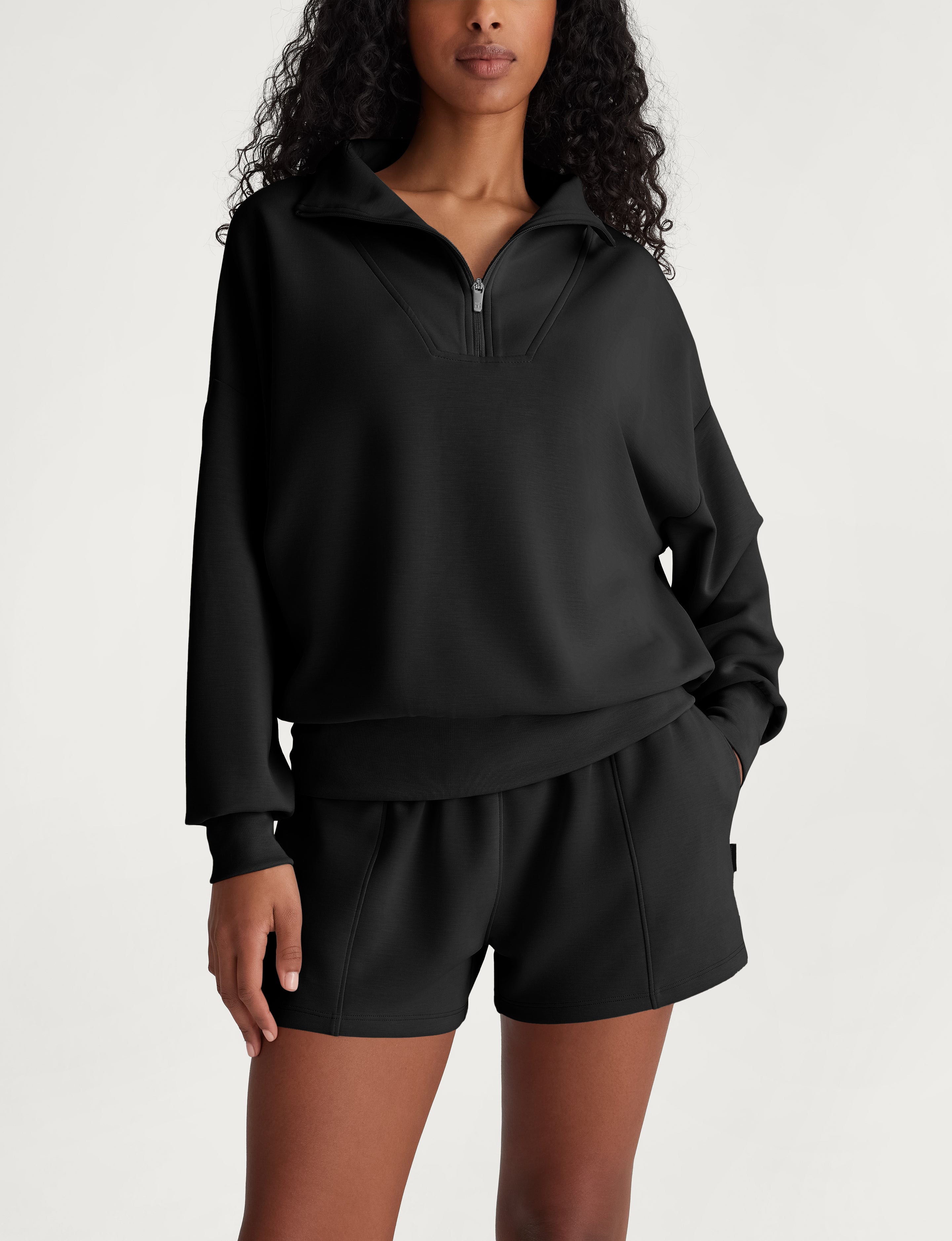 Women's Luxe Traveler Knit Quarter Zip & Short Set