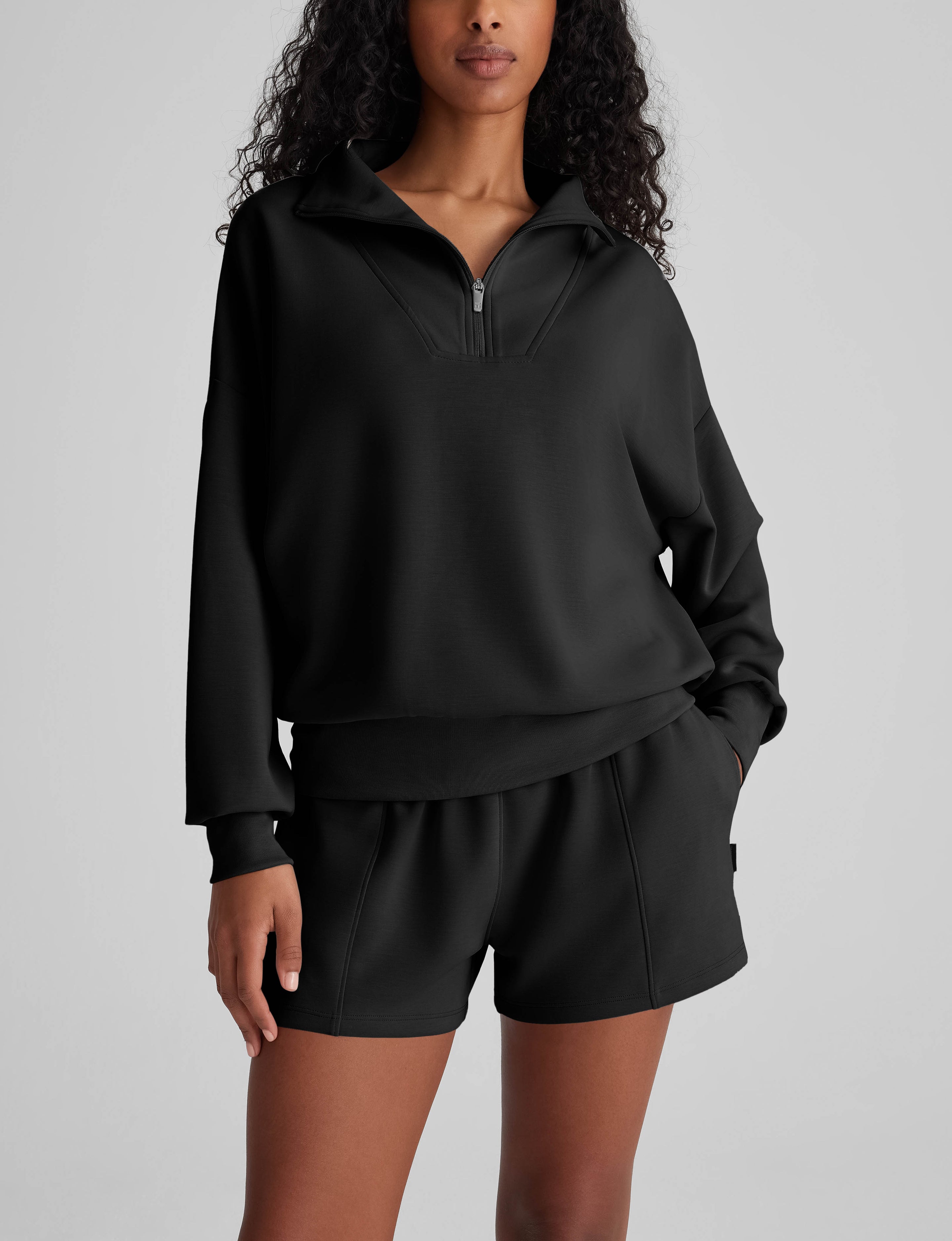 Women's Luxe Traveler Knit Quarter Zip & Short Set